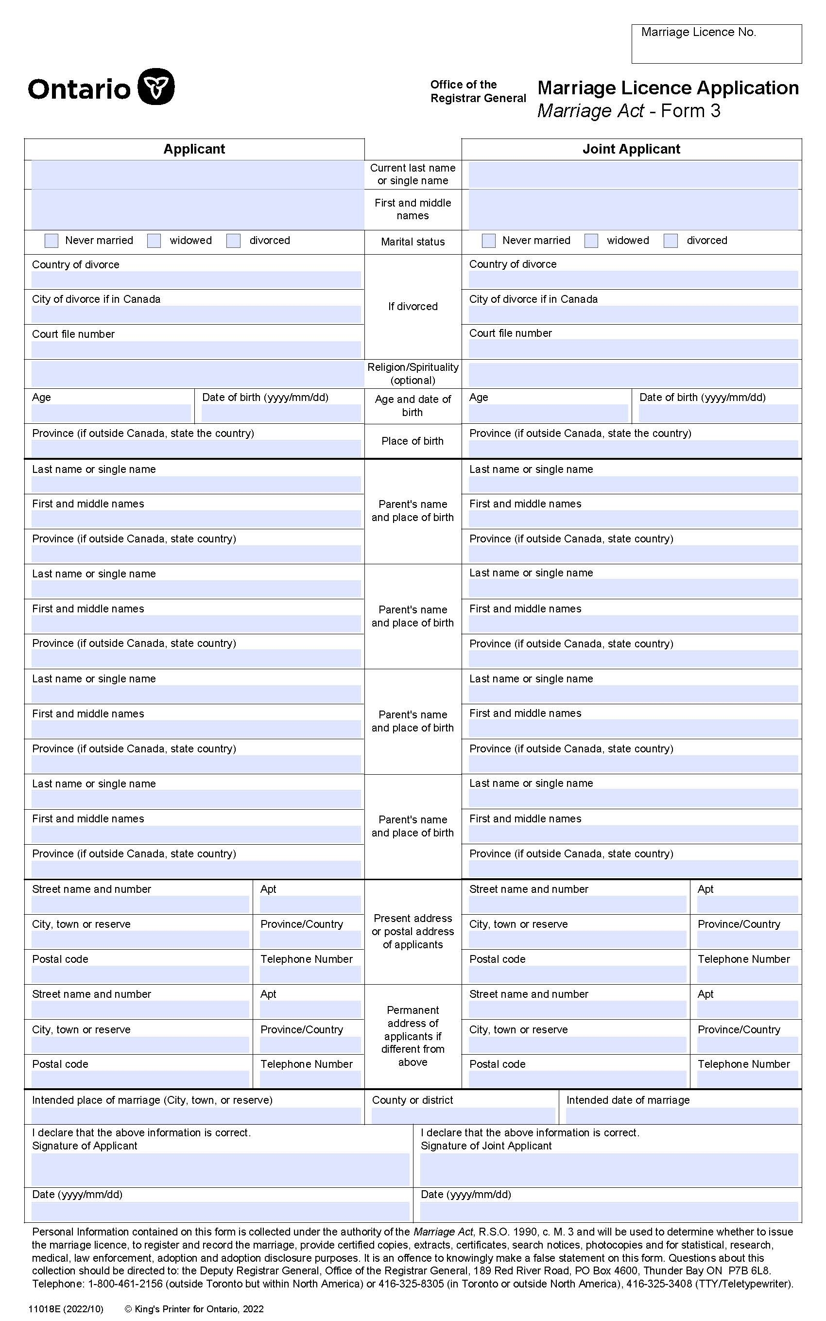 The Wedding Ring - Marriage Licence Form