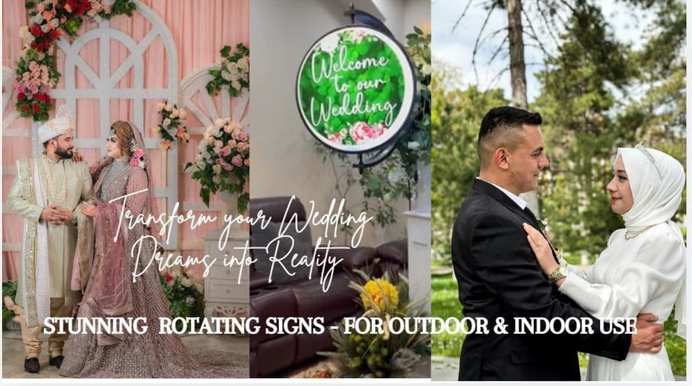 LED Rotating Signs  -For Indoor &amp; Outdoor use - www.theweddingring.ca - listings -