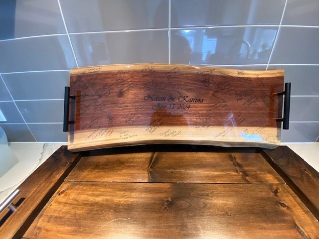 Live Edge Wood GUESTBOOK BOARD by K&M Creations - www.theweddingring.ca - listings -