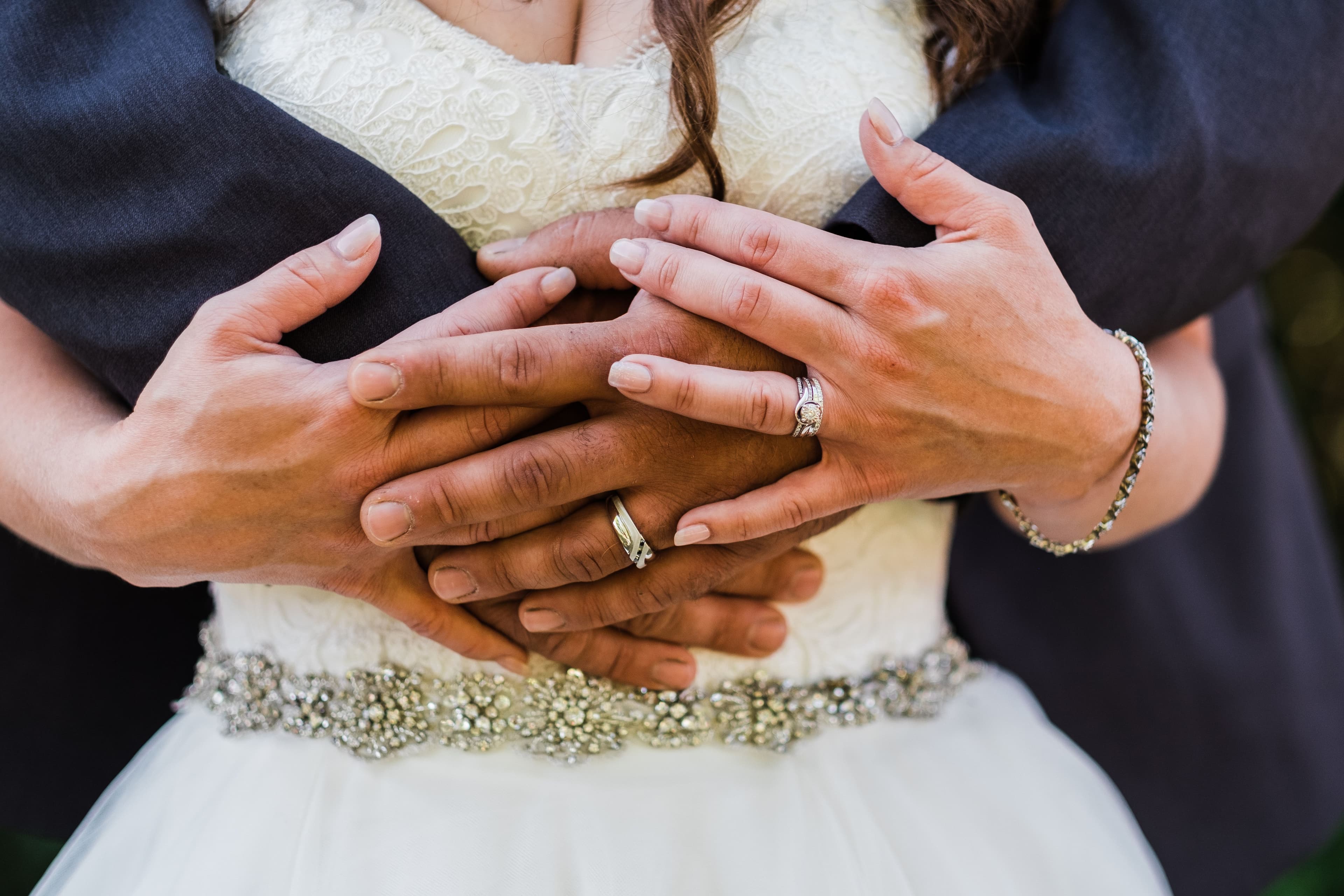 The wedding ring, Waterloo Regional Police Association, BMKH Photography, KW wedding photographer, Waterloo wedding venue, Kitchener wedding venue, Cambridge wedding venue, close up of bride and groom's hands showing off their wedding bands