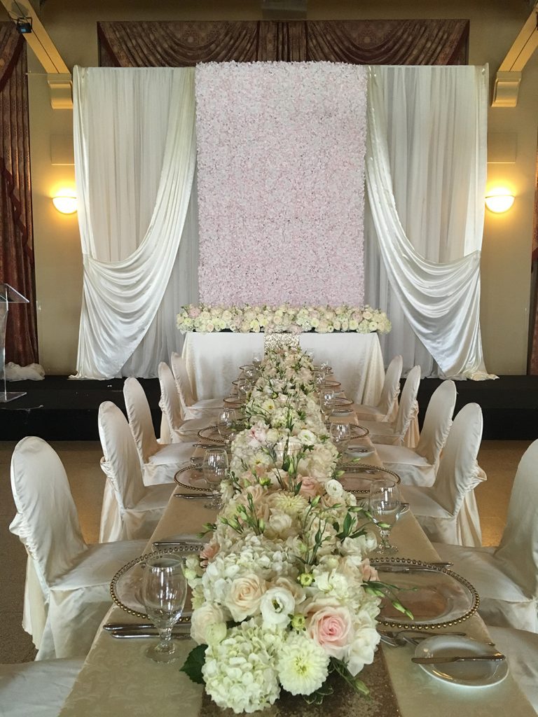 long table wedding decor in whites and creams now & always