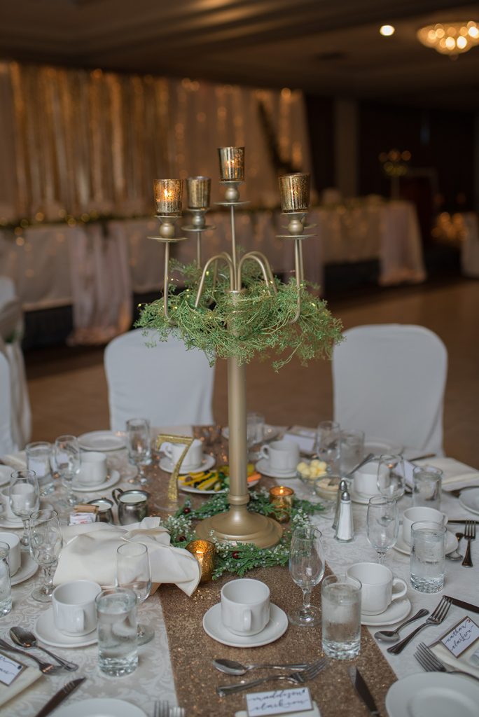 tall candelabra on wedding guest table now & always