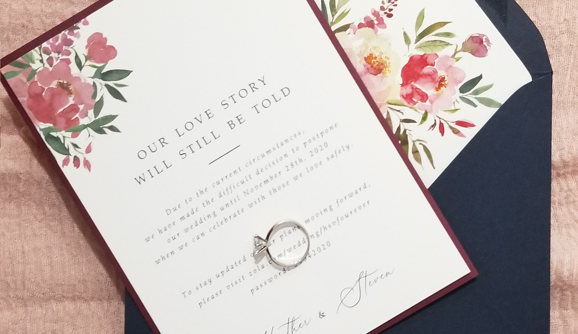 Save the NEW Date wedding invitation by red bicycle