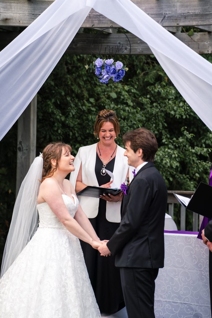 The Wedding Ring, Enduring Promises, Wedding Officiant, Toronto Wedding Officiant, Red Suite Photography, Bride and Groom at alter during ceremony